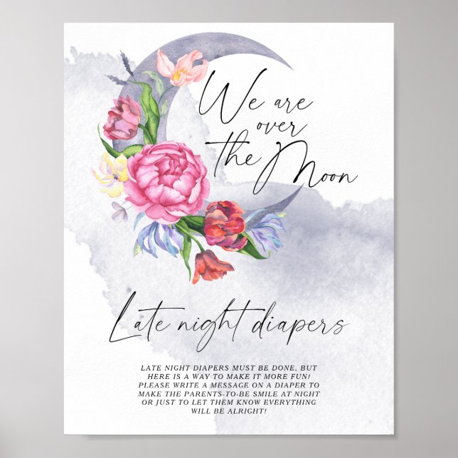 Över Måne Flowers Sent Nattblöjspel Poster (Framsidan)