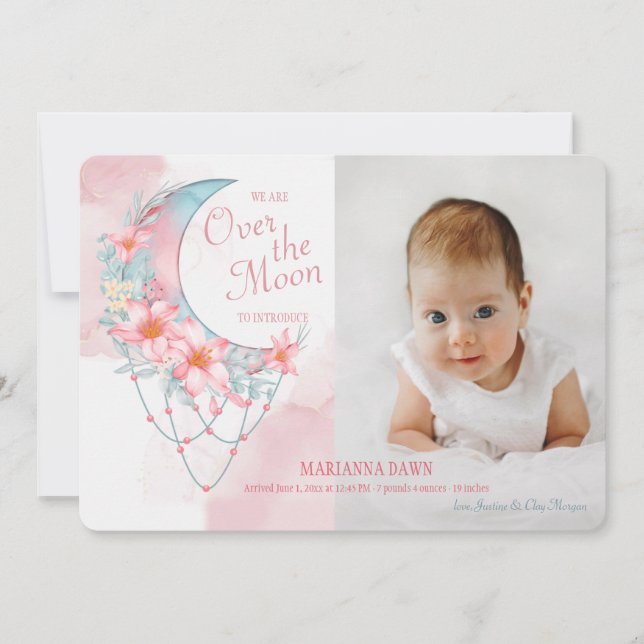 Över Måne födelsemeddelandet Meddelande (Framsida)