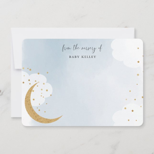 Över Måne, från Nursery of, Blå platta Anteckningskort (Framsida)