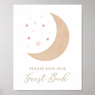 Över Måne Giri Baby Shower Guest Bok Poster