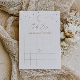 Över Måne Girl Baby Shower Bingo Game Inbjudningar
