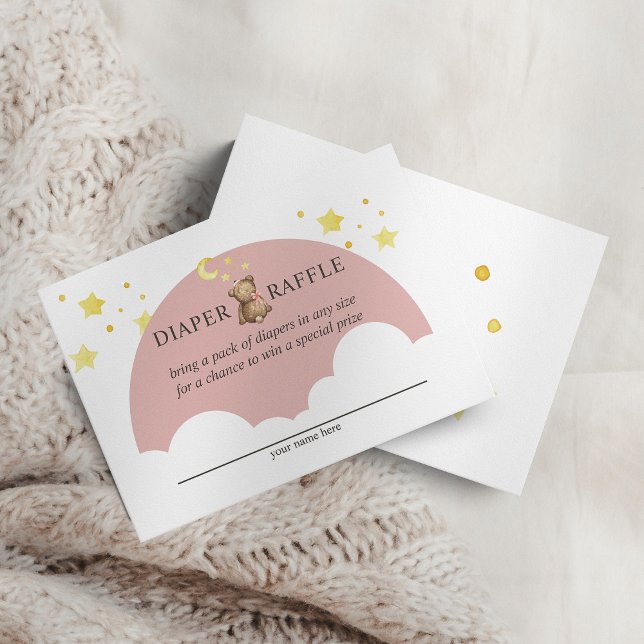 Över Måne Girl Nalle Rosa Diaper Raffle Tilläggskort (Skapare uppladdad)