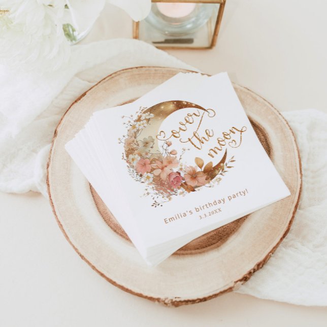 Över måne guld måne-flickans födelsedag pappersservett (Skapare uppladdad)