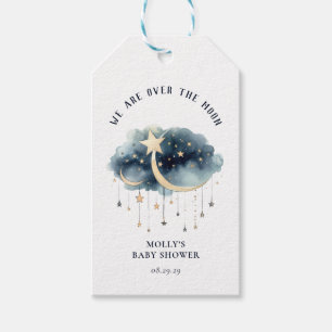 Över Måne Guld Stars Baby Shower Presentetikett