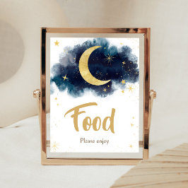 Över Måne Guld Stars Blue Food Poster