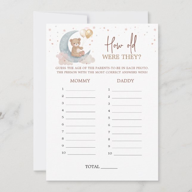 Över Måne Hur gamla var de spelkort? Inbjudningar (Framsida)