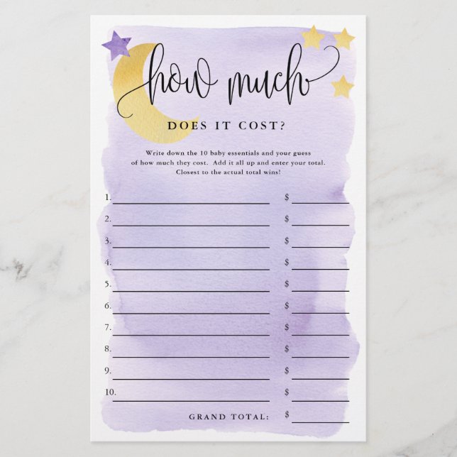 Över Måne, hur mycket är IT-Lila Pappert spelkort? Flygblad (Framsidan)