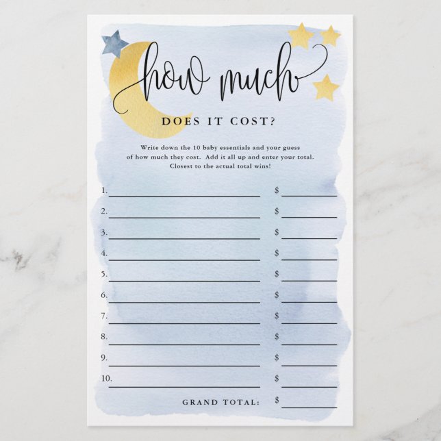 Över Måne, hur mycket är IT-Rosa Pappert spelkort? Flygblad (Framsidan)