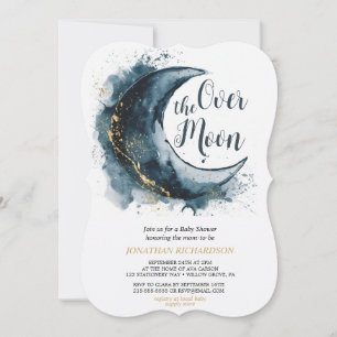 Över Måne i Guld stars Blue Baby Shower