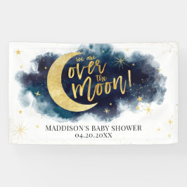 Över Måne i Guld stars Blue Baby Shower