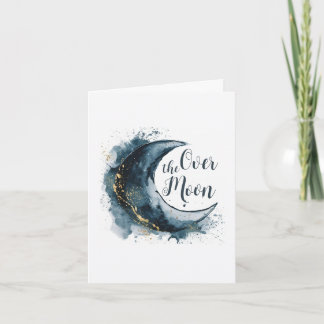 Över Måne i Guld stars Blue Baby Shower Inbjudan