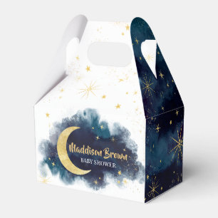 Över Måne i Guld stars Blue Baby Shower Presentaskar
