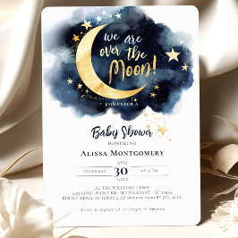 Över Måne kelestial Baby Shower Stars Space Inbjudningar