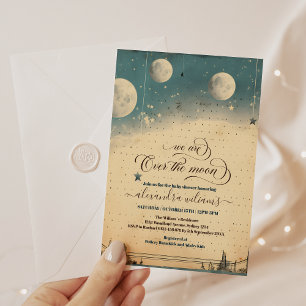 Över Måne kelestial Baby Shower Stars Space Inbjudningar