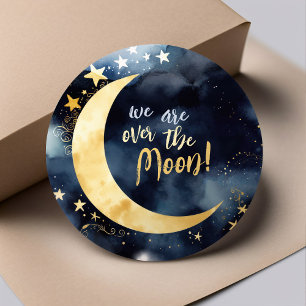 Över Måne kelestial Baby Shower Stars Space Runt Klistermärke