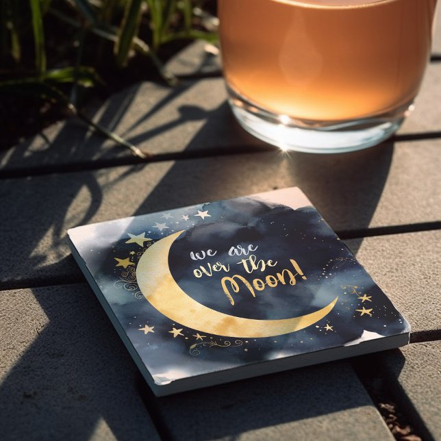 Över Måne kelestial Baby Shower Stars Space Stenunderlägg (Skapare uppladdad)