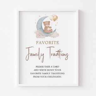 Över Måne-kortet för favoritfamiljetradition Inbjudningar