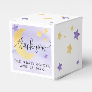 Över Måne, Lila Baby Shower Måne Stars Small Presentaskar