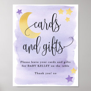 Över Måne, Lila babyskidkort och gåvor Poster