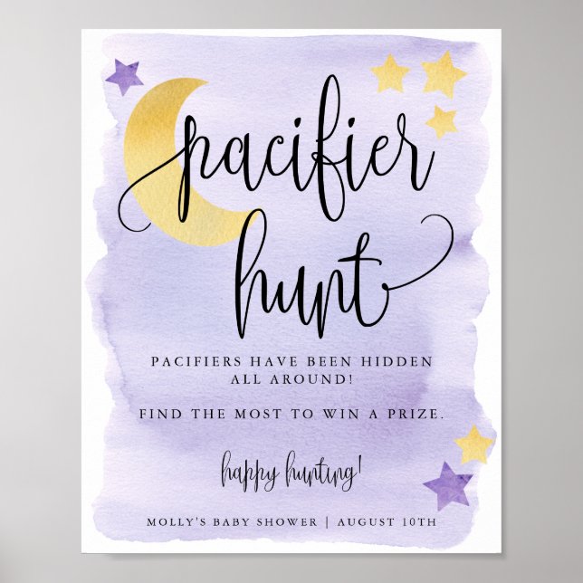 Över Måne Lila Nappar Hunt Game Poster (Framsidan)