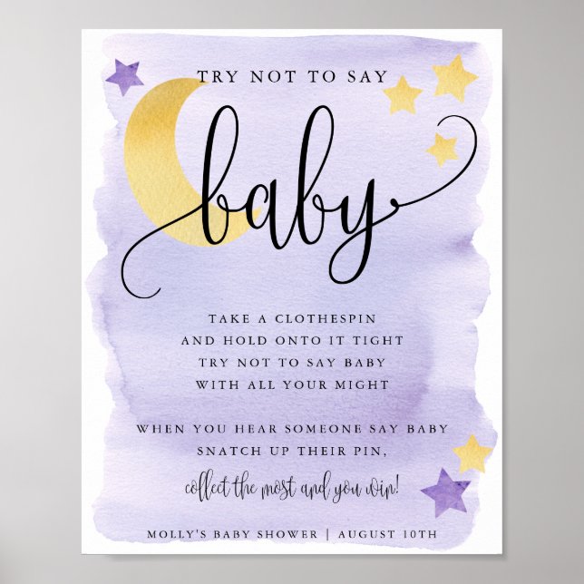 Över Måne, Lila säger inte Baby Game Poster (Framsidan)