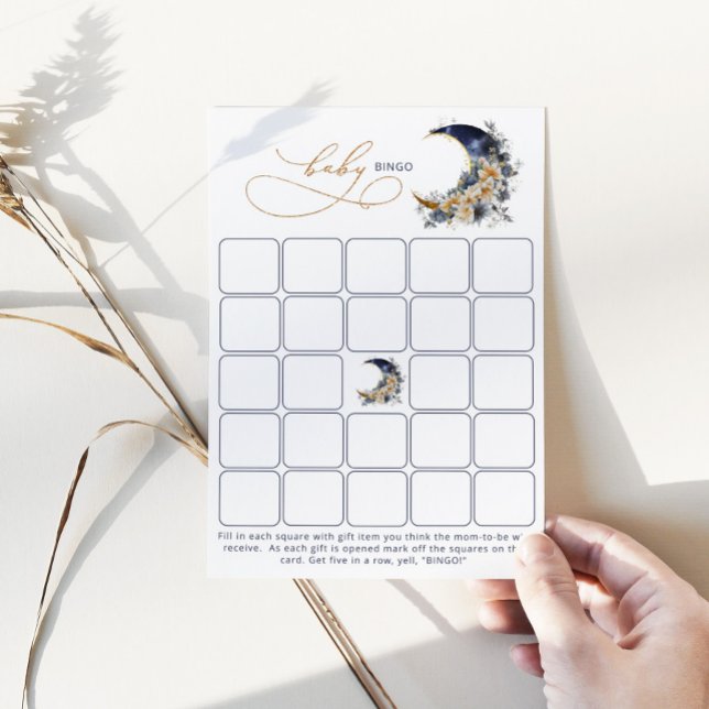 Över måne-marinens Bingo-spelkort guld Baby Inbjudningar (Skapare uppladdad)