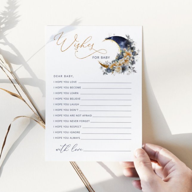 Över måne-marinkortet guld Önskemål för baby Inbjudningar (Skapare uppladdad)