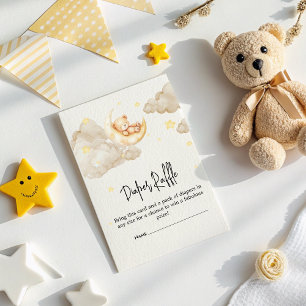 Över Måne Nalle, bläddrar Raffle Baby Shower Tilläggskort