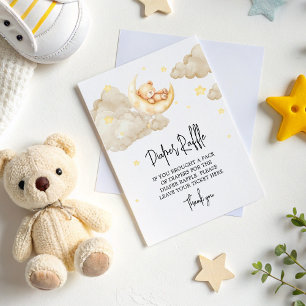 Över Måne Nalle, bläddrar Raffle Baby Shower Tilläggskort
