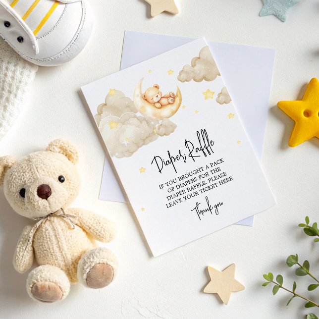 Över Måne Nalle, bläddrar Raffle Baby Shower Tilläggskort (Skapare uppladdad)