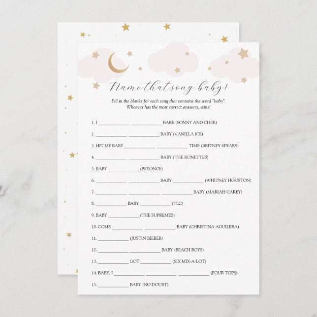 Över Måne Namn den där Sång babyvisaren i Inbjudningar (Fram/baksida)