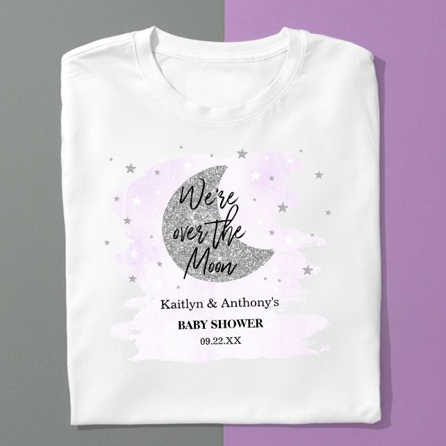 Över Måne | Neutralt Baby Shower T Shirt (Skapare uppladdad)