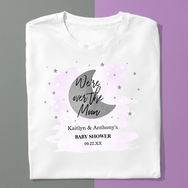 Över Måne | Neutralt Baby Shower T Shirt (Skapare uppladdad)