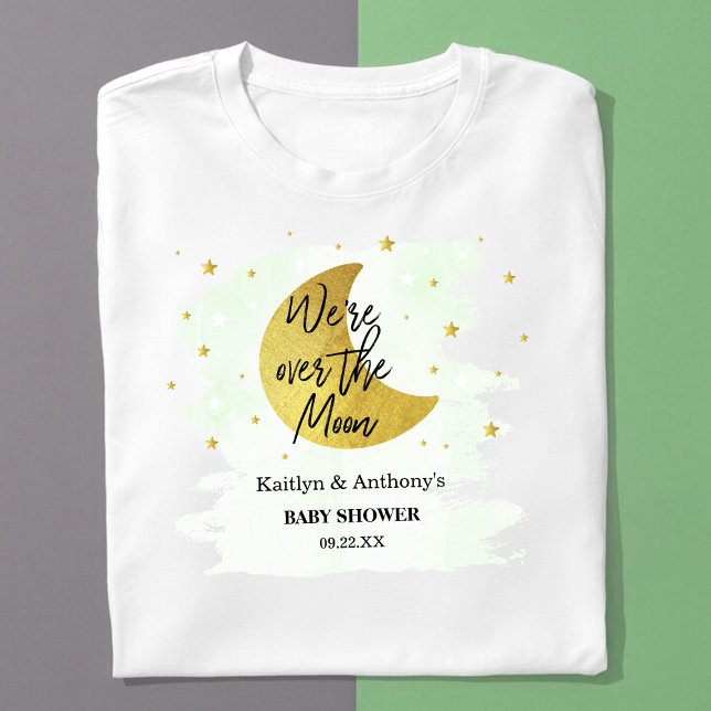Över Måne | Neutralt Baby Shower T Shirt (Skapare uppladdad)