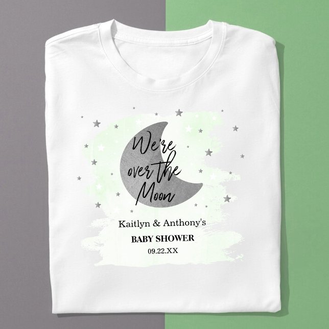 Över Måne | Neutralt Baby Shower T Shirt (Skapare uppladdad)