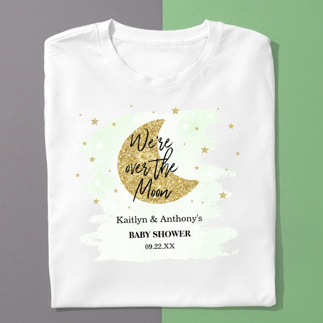 Över Måne | Neutralt Baby Shower T Shirt (Skapare uppladdad)