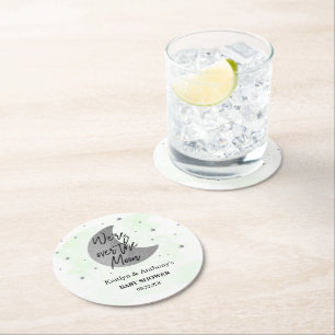 Över Måne Neutralt Baby Shower Underlägg Papper Rund