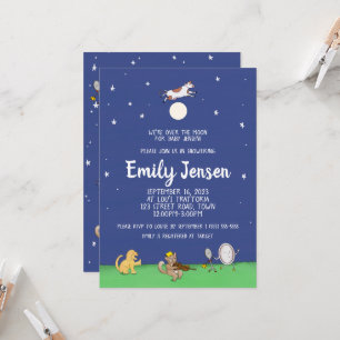 Över Måne Nursery Rhyme Baby Shower-inbjudan Inbjudningar