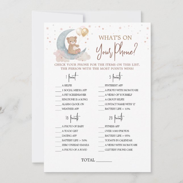 Över Måne Nursery, vad finns på ditt Mobila kort? Inbjudningar (Framsida)