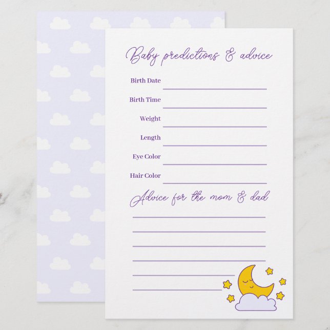 Över Måne och stjärnor, babyvilt (Fram/baksida)