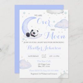 Över Måne Panda Bear Baby Shower Inbjudningar