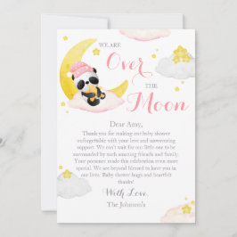 Över Måne Panda Bear Girl Baby Shower Tack Kort