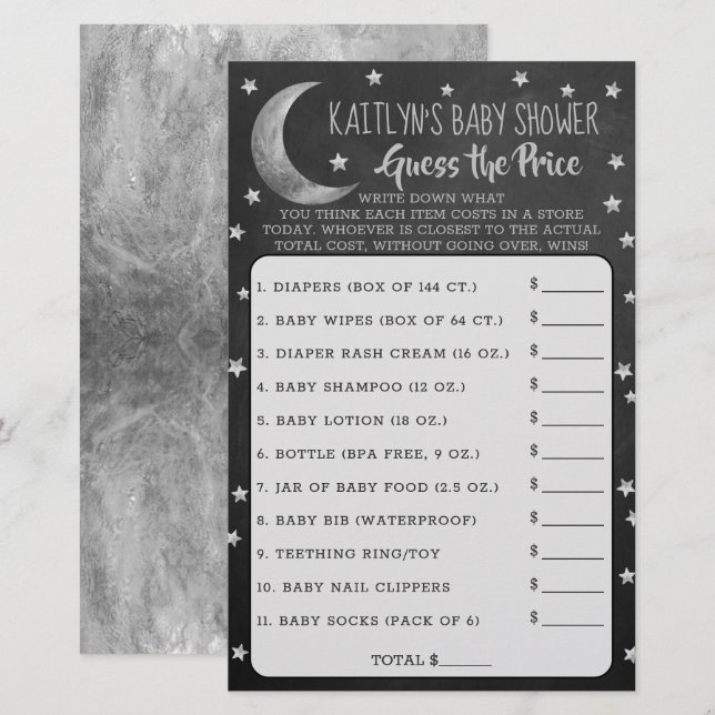 Över Måne | Prist spel för babyskor (Fram/baksida)