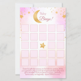 Över Måne Rosa Baby Shower Bingo Card
