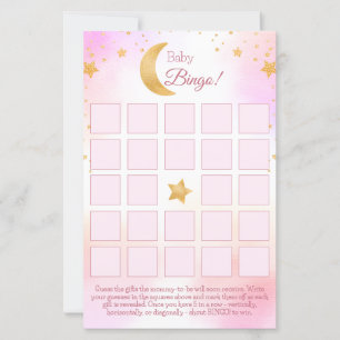 Över Måne Rosa Baby Shower Bingo Card