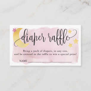 Över Måne, Rosa Baby Shower Diaper Raffle Tilläggskort
