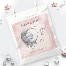 Över Måne Rosa Baby Shower Favor Bag