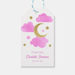 Över Måne Rosa Baby Shower Gift Märkre Presentetikett