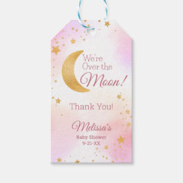 Över Måne Rosa Baby Shower Tack Presentetikett