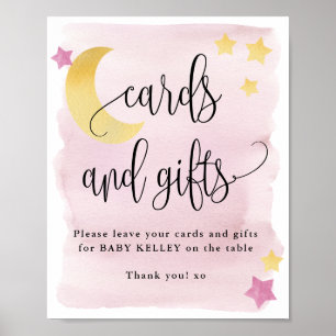Över Måne, Rosa babyskidkort och gåvor Poster